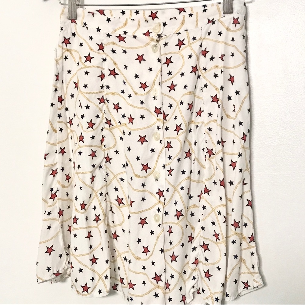 VINTAGE STARLET inc STARS Rayon button up skirt S